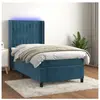 vidaXL Sommier à lattes de lit matelas LED Bleu foncé 90x190cm Velours