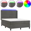 vidaXL Sommier à lattes de lit matelas et LED Gris foncé 140x190 cm