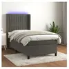 vidaXL Sommier à lattes de lit matelas LED Gris foncé 90x200cm Velours