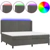 vidaXL Sommier à lattes de lit matelas et LED Gris foncé 200x200 cm