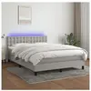 vidaXL Sommier à lattes de lit et matelas et LED Gris clair 140x190 cm