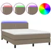 vidaXL Sommier à lattes de lit avec matelas LED Taupe 140x190 cm Tissu