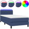 vidaXL Sommier à lattes de lit avec matelas LED Bleu 100x200 cm Tissu