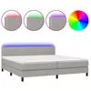 vidaXL Sommier à lattes de lit matelas LED Gris clair 200x200 cm Tissu