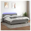 vidaXL Sommier à lattes de lit et matelas et LED Gris foncé 180x200 cm