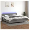 vidaXL Sommier à lattes de lit et matelas et LED Gris foncé 200x200 cm