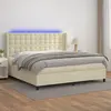 vidaXL Sommier à lattes de lit matelas LED Crème 200x200 cm Similicuir