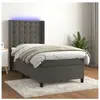vidaXL Sommier à lattes de lit matelas LED Gris foncé 90x200cm Velours