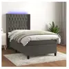 vidaXL Sommier à lattes de lit matelas et LED Gris foncé 100x200 cm