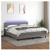 vidaXL Sommier à lattes de lit et matelas et LED Gris foncé 160x200 cm