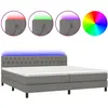 vidaXL Sommier à lattes de lit et matelas et LED Gris foncé 200x200 cm
