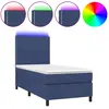 vidaXL Sommier à lattes de lit avec matelas et LED Bleu 90x190cm Tissu