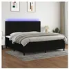 vidaXL Sommier à lattes de lit et matelas et LED Noir 200x200 cm Tissu