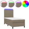 vidaXL Sommier à lattes de lit et matelas et LED Taupe 180x200cm Tissu