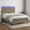 vidaXL Sommier à lattes de lit et matelas et LED Taupe 140x190cm Tissu