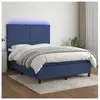 vidaXL Sommier à lattes de lit et matelas et LED Bleu 140x190 cm Tissu