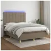 vidaXL Sommier à lattes de lit et matelas et LED Taupe 140x200cm Tissu