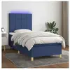 vidaXL Sommier à lattes de lit et matelas et LED Bleu 90x190 cm Tissu