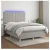 vidaXL Sommier à lattes de lit et matelas et LED Gris clair 140x190 cm