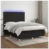vidaXL Sommier à lattes de lit et matelas et LED Noir 140x190 cm Tissu