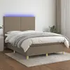 vidaXL Sommier à lattes de lit et matelas et LED Taupe 140x200cm Tissu