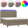 vidaXL Sommier à lattes de lit et matelas et LED Taupe 180x200cm Tissu