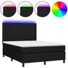 vidaXL Sommier à lattes de lit et matelas et LED Noir 180x200 cm Tissu