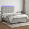 vidaXL Sommier à lattes de lit et matelas et LED Gris clair 140x190 cm