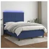 vidaXL Sommier à lattes de lit et matelas et LED Bleu 140x190 cm Tissu