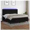 vidaXL Sommier à lattes de lit et matelas et LED Noir 200x200 cm Tissu