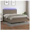 vidaXL Sommier à lattes de lit et matelas et LED Taupe 180x200cm Tissu