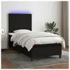vidaXL Sommier à lattes de lit et matelas et LED Noir 100x200 cm Tissu