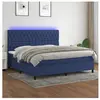 vidaXL Sommier à lattes de lit et matelas et LED Bleu 200x200 cm Tissu