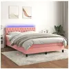 vidaXL Sommier à lattes de lit avec matelas et LED Rose 140x190 cm