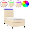 vidaXL Sommier à lattes de lit et matelas et LED Crème 140x190cm Tissu