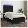 vidaXL Sommier à lattes de lit et matelas et LED Noir 100x200 cm Tissu