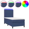 vidaXL Sommier à lattes de lit et matelas et LED Bleu 140x190 cm Tissu