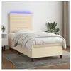 vidaXL Sommier à lattes de lit et matelas et LED Crème 100x200cm Tissu