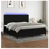 vidaXL Sommier à lattes de lit et matelas et LED Noir 200x200 cm Tissu