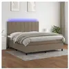 vidaXL Sommier à lattes de lit et matelas et LED Taupe 180x200cm Tissu