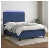 vidaXL Sommier à lattes de lit et matelas et LED Bleu 140x190 cm Tissu