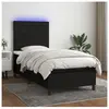 vidaXL Sommier à lattes de lit et matelas et LED Noir 100x200 cm Tissu