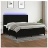 vidaXL Sommier à lattes de lit et matelas et LED Noir 200x200 cm Tissu