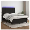 vidaXL Sommier à lattes de lit et matelas et LED Noir 140x190 cm Tissu
