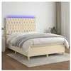 vidaXL Sommier à lattes de lit et matelas et LED Crème 140x200cm Tissu