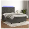 vidaXL Sommier à lattes de lit matelas et LED Gris foncé 140x190 cm