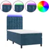 vidaXL Sommier à lattes de lit et matelas et LED Bleu foncé 90x200 cm