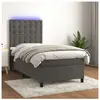 vidaXL Sommier à lattes de lit et matelas et LED Gris foncé 80x200 cm