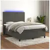 vidaXL Sommier à lattes de lit avec matelas LED Gris foncé 140x190 cm
