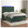 vidaXL Sommier à lattes de lit avec matelas LED Vert foncé 140x190 cm